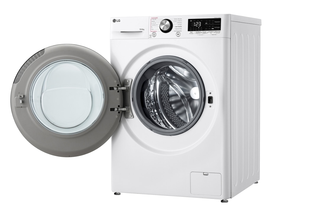 LG Πλυντήριο / Στεγνωτήριο Ρούχων 10/6kg, AI DD™, Ατμού, TurboWash 360™, προοπτική όψη από δεξιά με ανοικτή πόρτα, D4R7010TSWB, thumbnail 11