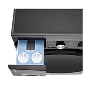 LG Πλυντήριο/Στεγνωτήριο Ρούχων 11/6kg TurboWash 360™, κάτοψη άνω τμήματος και ελεγκτή με ανοικτό συρτάρι, D4R7511TSBB, thumbnail 7