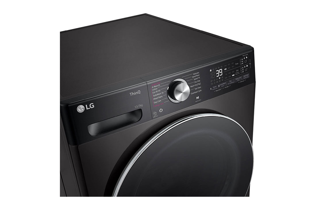 LG Πλυντήριο / Στεγνωτήριο Ρούχων 13/7kg, AI DD™, Ατμού, TurboWash 360™, Display left side view, D4R9513TPBC, thumbnail 3