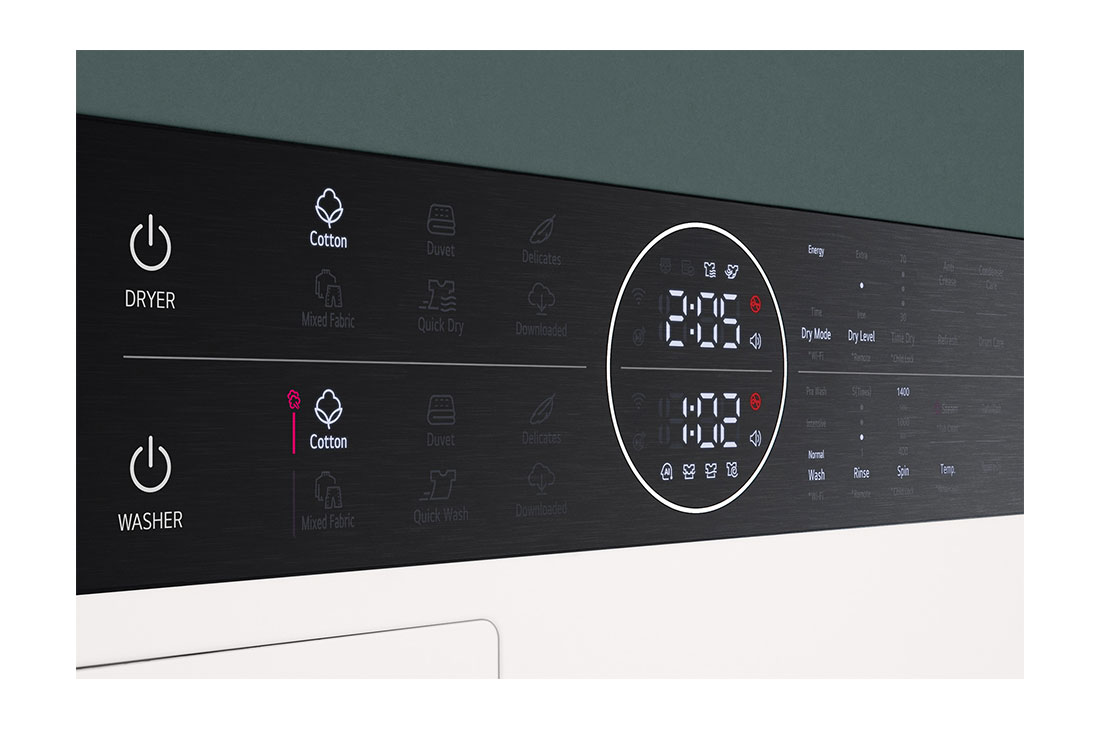 LG WashTower Πλυντήριο/Στεγνωτήριο 12/10, AIDD, Turbowash 360™, Αντλία Θερμότητας , WT1210EGF, thumbnail 7