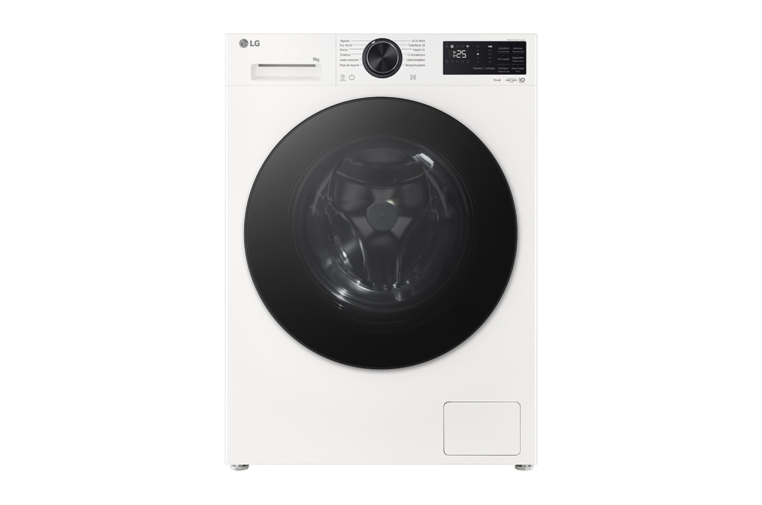 LG Πλυντήριο ρούχων 9kg, AIDD, TurboWash, Μπροστινή όψη λευκού πλυντηρίου ρούχων εμπρόσθιας φόρτωσης 13kg - Εξοικονόμηση ενέργειας, AI DD, αυτόματης διανομής (F4X5009TWB), F4X5009TWB