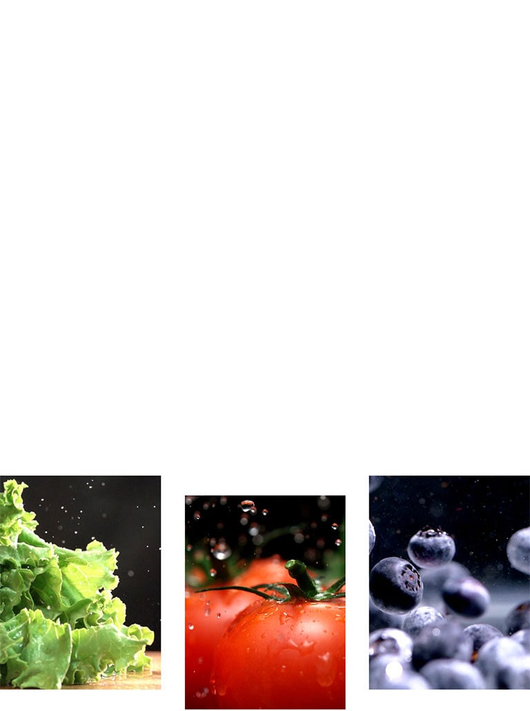 φρούτα και λαχανικά όπως μαρούλια, ντομάτες και βατόμουρα διατηρούνται φρέσκα στο προϊόν.