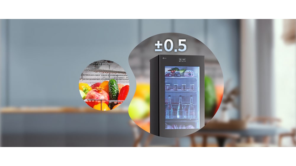 Εικόνες της κορυφής του ψυγείου και φρέσκα λαχανικά.