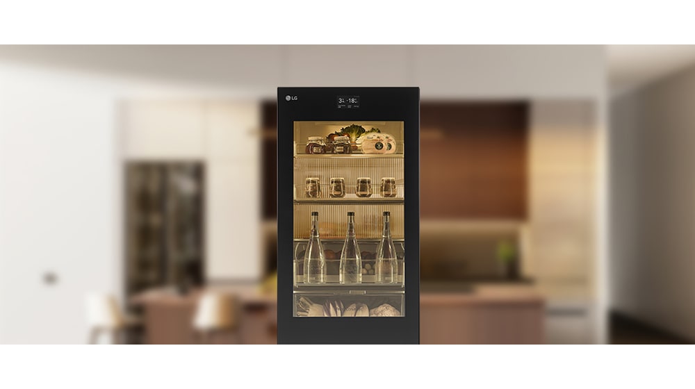 The image of the refrigerator door opening completely at 90 degrees.