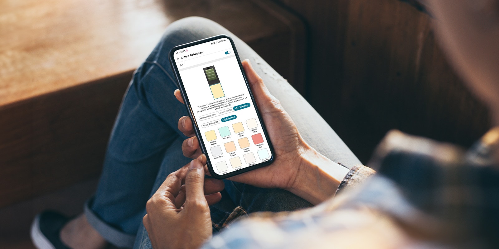 Image showing an app that allows you to manipulate the refrigerator into phone holding in hand.