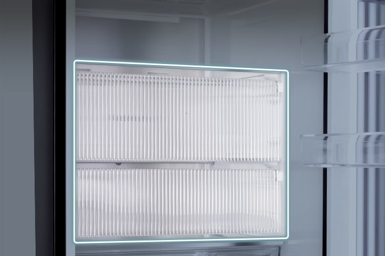Metal fresh area inside the refrigerator.