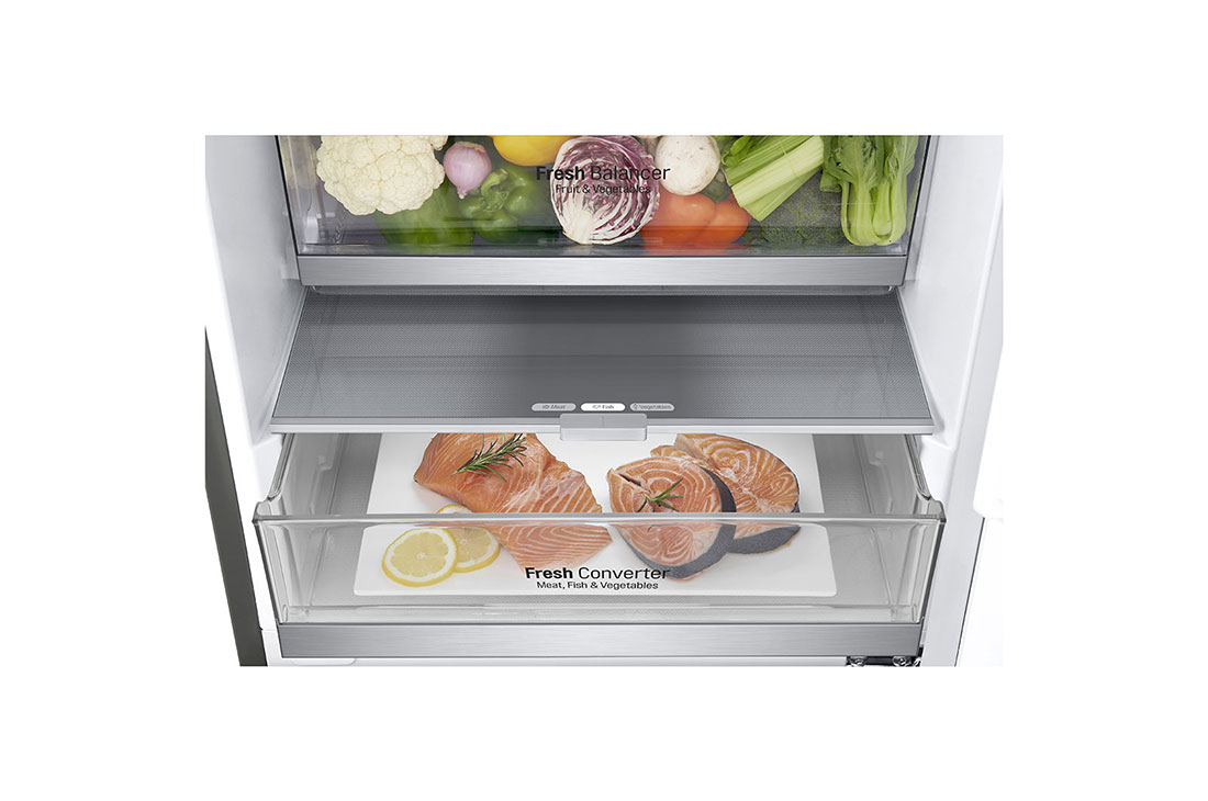 LG Ψυγειοκαταψύκτης Total No Frost 186 x 59,5 cm με βρυσάκι νερού, Disp_BottomDrawer_Fish_Food, GBF71PZDMN, thumbnail 4