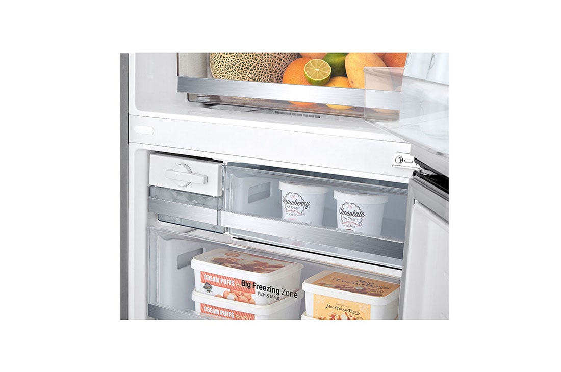 LG Ψυγειοκαταψύκτης Total No Frost 185 x 70,5 cm με βρυσάκι νερού, Drawer with food left view, GBF567PZCMB, thumbnail 5