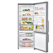 LG Ψυγειοκαταψύκτης Total No Frost 185 x 70,5 cm με βρυσάκι νερού, Front view door open with food, GBF567PZCMB, thumbnail 2