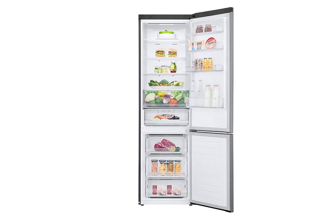 LG Ψυγειοκαταψύκτης Total No Frost 203 x 59,5 cm , Front view door open with food, GBB62PZHMN