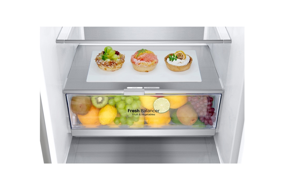LG Ψυγειοκαταψύκτης Total No Frost 203 x 59,5 cm , V+203_extra_pocket_metaltouch_sts_TopDrawer_Fruit_Food, GBB92STBAP, thumbnail 7