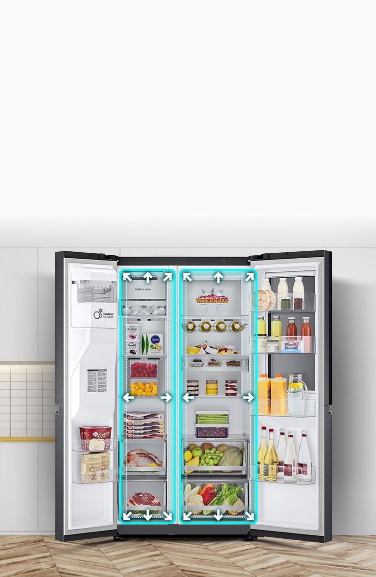 Ένα βίντεο ξεκινά με την πρόσοψη ενός ψυγείου και τις δύο του πόρτες ανοικτές. Οι εσωτερικοί χώροι έχουν περίγραμμα από γραμμές νέον, ενώ υπάρχουν βέλη που ωθούν τις γραμμές αυτές προς τα έξω, υποδεικνύοντας ότι ο εσωτερικός χώρος έχει πλέον αυξηθεί. Το τετράγωνο από νέον γύρω από τους εσωτερικούς χώρους αναβοσβήνει, για να δείξει τη διαφορά ανάμεσα στον νέο χώρο και τον παλιό, μικρότερο χώρο, ο οποίος περιγράφεται με μια διακεκομμένη λευκή γραμμή.