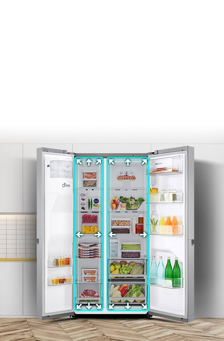 Ένα βίντεο ξεκινά με την πρόσοψη ενός ψυγείου και τις δύο του πόρτες ανοικτές. Οι εσωτερικοί χώροι έχουν περίγραμμα από γραμμές νέον, ενώ υπάρχουν βέλη που ωθούν τις γραμμές αυτές προς τα έξω, υποδεικνύοντας ότι ο εσωτερικός χώρος έχει πλέον αυξηθεί. Το τετράγωνο από νέον γύρω από τους εσωτερικούς χώρους αναβοσβήνει, για να δείξει τη διαφορά ανάμεσα στον νέο χώρο και τον παλιό, μικρότερο χώρο, ο οποίος περιγράφεται με μια διακεκομμένη λευκή γραμμή.