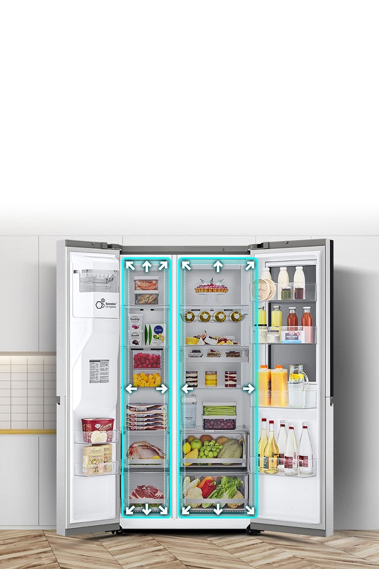 Ένα βίντεο ξεκινά με την πρόσοψη ενός ψυγείου και τις δύο του πόρτες ανοικτές. Οι εσωτερικοί χώροι έχουν περίγραμμα από γραμμές νέον, ενώ υπάρχουν βέλη που ωθούν τις γραμμές αυτές προς τα έξω, υποδεικνύοντας ότι ο εσωτερικός χώρος έχει πλέον αυξηθεί. Το τετράγωνο από νέον γύρω από τους εσωτερικούς χώρους αναβοσβήνει, για να δείξει τη διαφορά ανάμεσα στον νέο χώρο και τον παλιό, μικρότερο χώρο, ο οποίος περιγράφεται με μια διακεκομμένη λευκή γραμμή.