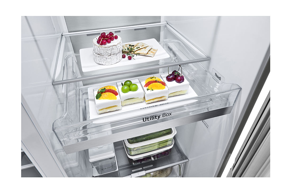 LG Ψυγείο Ντουλάπα Κάθετης Διάταξης (SxS) Total No Frost με InstaView Door-in-Door® 1790 x 91,3 cm, όψη βοηθητικού δοχείου, GSXV91BSAF, thumbnail 8