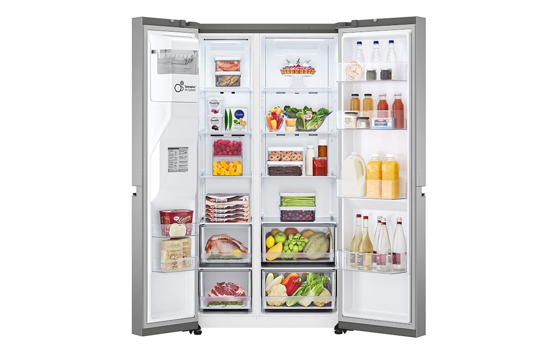 LG Ψυγείο Ντουλάπα Κάθετης Διάταξης (SxS) Total No Frost 1790 x 91,3 cm , μπροστινή ανοικτή όψη τροφίμων, GSLV70PZTE