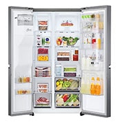 LG Ψυγείο Ντουλάπα Κάθετης Διάταξης (SxS) Total No Frost  με Door-in-Door® 1790 x 91,3 cm , μπροστινή ανοικτή όψη τροφίμων, GSJV31DSXE, thumbnail 9