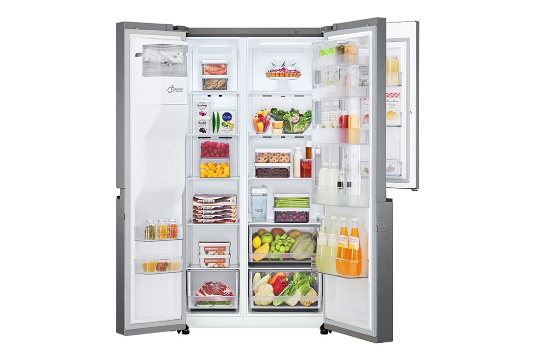 LG Ψυγείο Ντουλάπα Κάθετης Διάταξης (SxS) Total No Frost  με Door-in-Door® 1790 x 91,3 cm , μπροστινό όλο ανοιχτό φαγητό, GSJV31DSXE, thumbnail 2