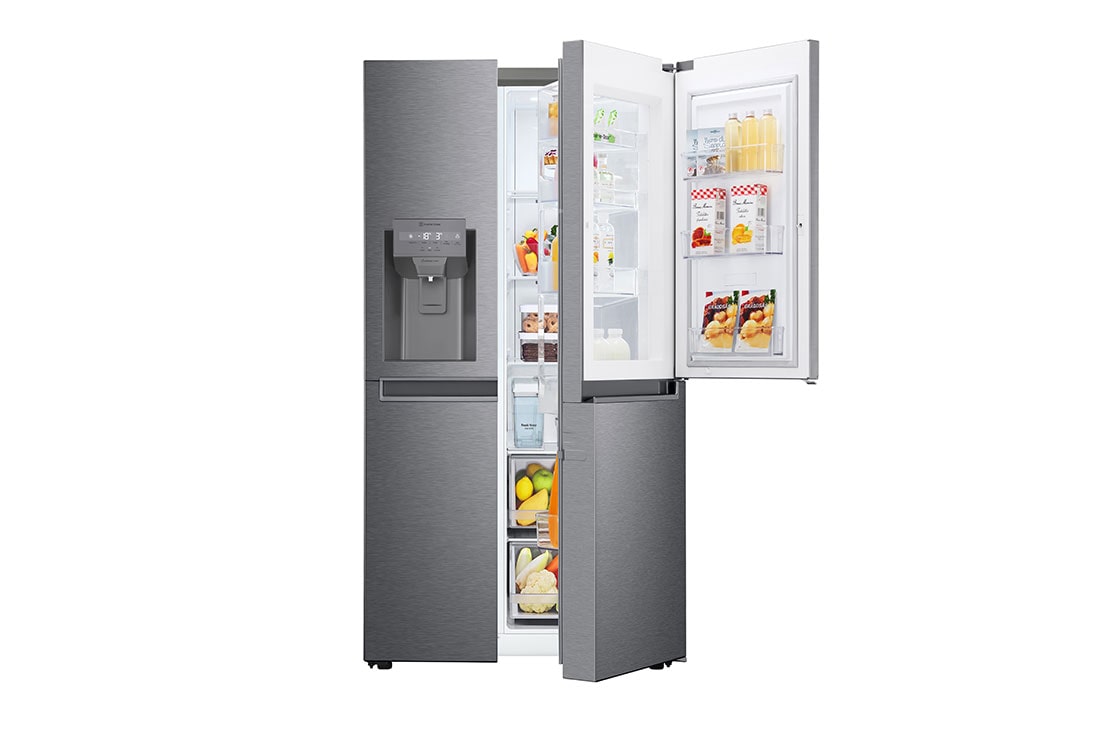 LG Ψυγείο Ντουλάπα Κάθετης Διάταξης (SxS) Total No Frost  με Door-in-Door® 1790 x 91,3 cm , μπροστινή πόρτα ανοιχτή θέα τροφίμων, GSJV31DSXE, thumbnail 7
