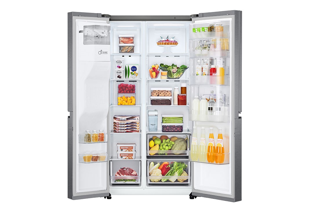 LG Ψυγείο Ντουλάπα Κάθετης Διάταξης (SxS) Total No Frost  με Door-in-Door® 1790 x 91,3 cm , μπροστινή ανοικτή όψη τροφίμων, GSJV31DSXE, thumbnail 9