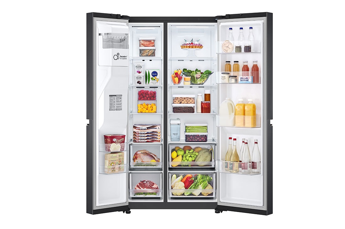 LG Ψυγείο Ντουλάπα Κάθετης Διάταξης (SxS) Total No Frost 179 x 91,3 cm , Front view with food door open, GSLV71MCTD, thumbnail 2