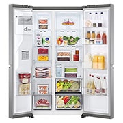LG Ψυγείο Ντουλάπα Κάθετης Διάταξης (SxS) Total No Frost 179 x 91,3 cm, μπροστινή ανοικτή όψη τροφίμων, GSLV51PZXE, thumbnail 2