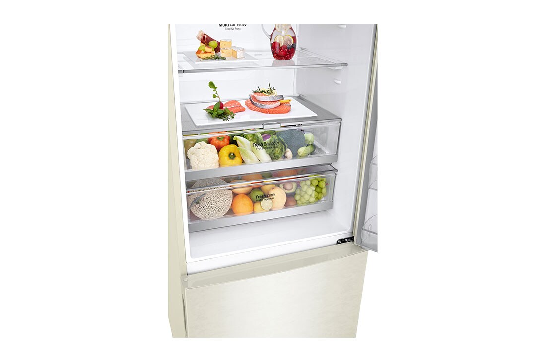 LG Ψυγειοκαταψύκτης Total No Frost 185 x 70,5 cm, detailed view with food, GBB567SECMN, thumbnail 9
