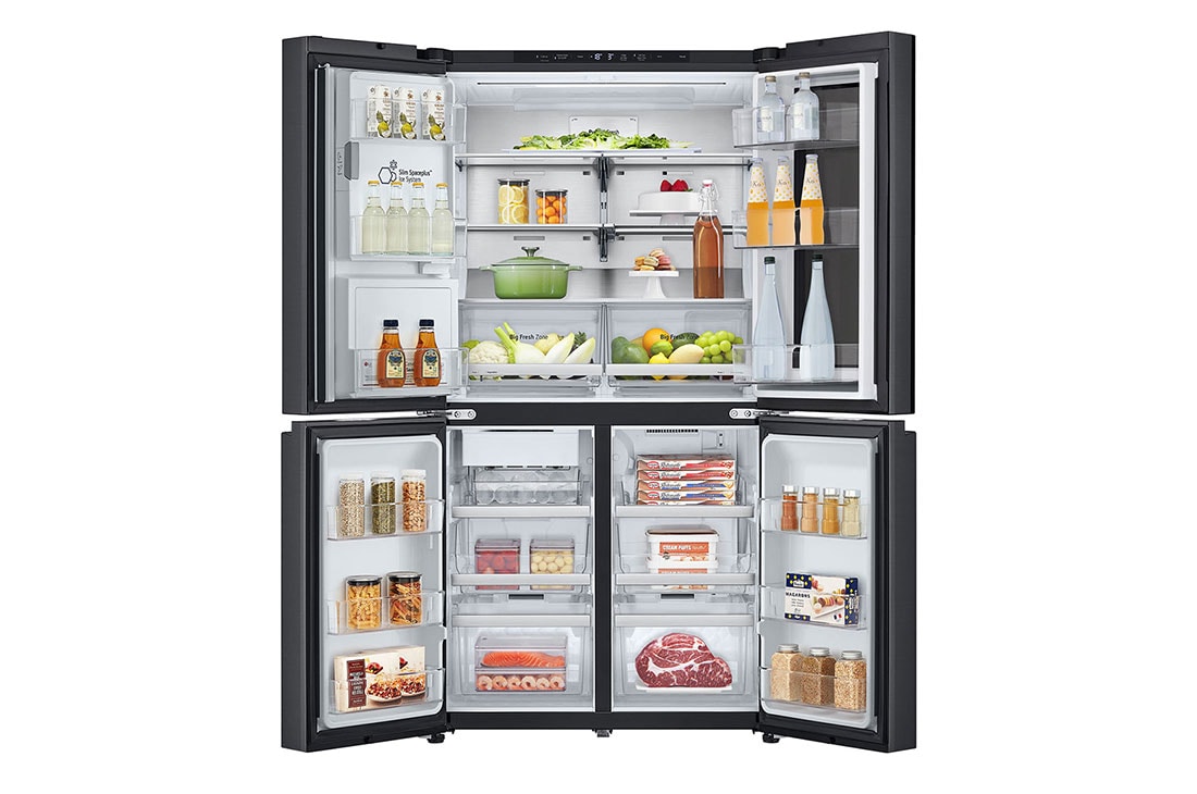 LG Ψυγείο Ντουλάπα Οριζόντιας Διάταξης (Multi Door) Total No Frost με InstaView™ 179 x 91,4 cm , FRONT-VIEW-DOOR-OPEN-WITH-FOOD , GMG960EVEE, thumbnail 4