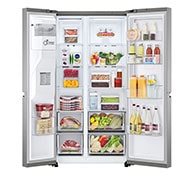 LG Ψυγείο Ντουλάπα Κάθετης Διάταξης (SxS) Total No Frost με Door in Door 179 x 91,3 cm , FrontDIDOpen_Food, GSJV71PZTE, thumbnail 4