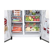 LG Ψυγείο Ντουλάπα Κάθετης Διάταξής ( SxS) Total No Frost με Instaview™ 179 x 91,3 cm, FRONT VIEW TOP DOOR OPEN , GSGV80PYLL, thumbnail 7