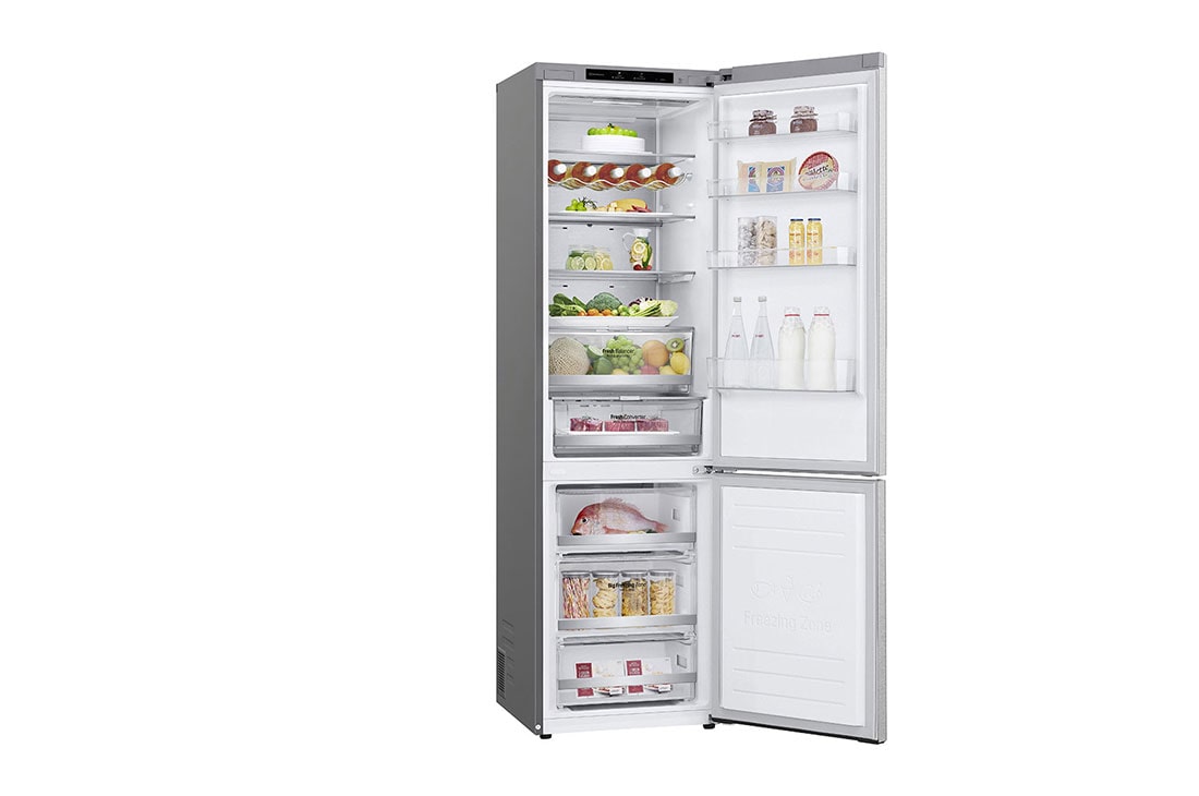LG Ψυγειοκαταψύκτης Total No Frost 203 x 59,5 cm, left side door open with food, GBB92MBB3P, thumbnail 14