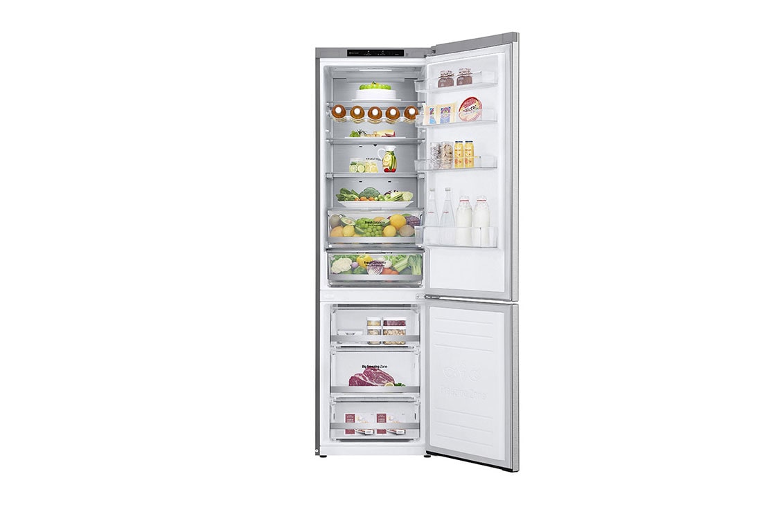 LG Ψυγειοκαταψύκτης Total No Frost 203 x 59,5 cm, front door open with food, GBB92MBB3P, thumbnail 2