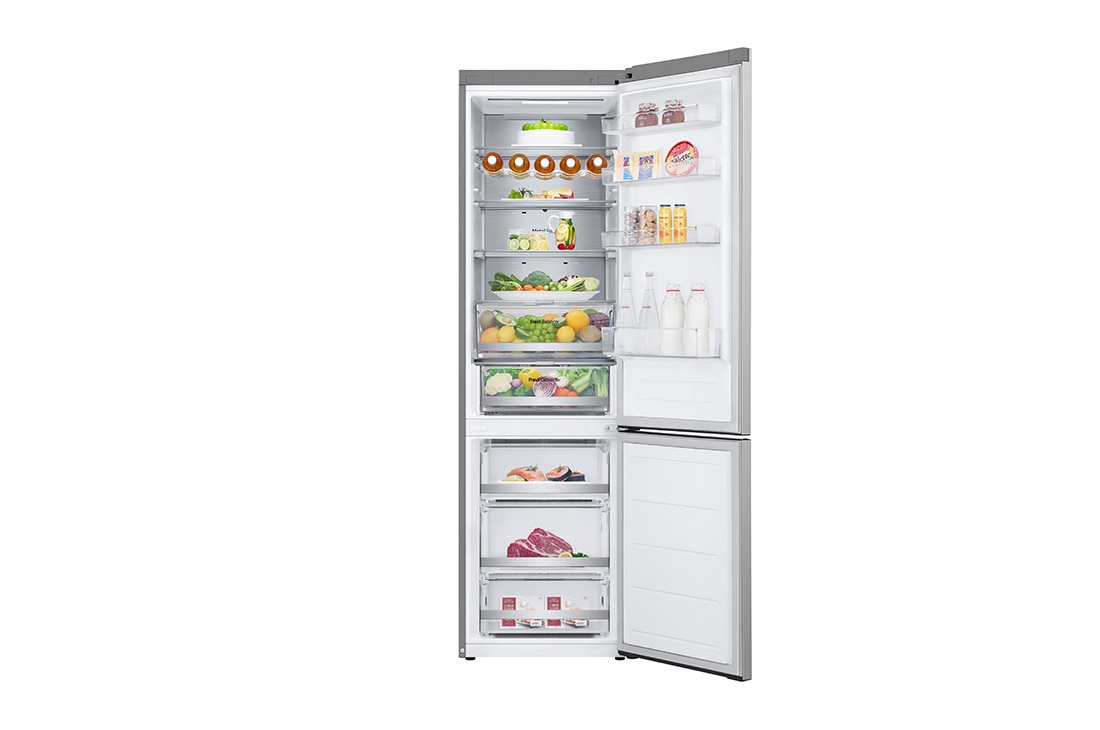 LG Ψυγειοκαταψύκτης Total No Frost 203 x 59,5 cm , front door open with food, GBV7270CPY, thumbnail 3