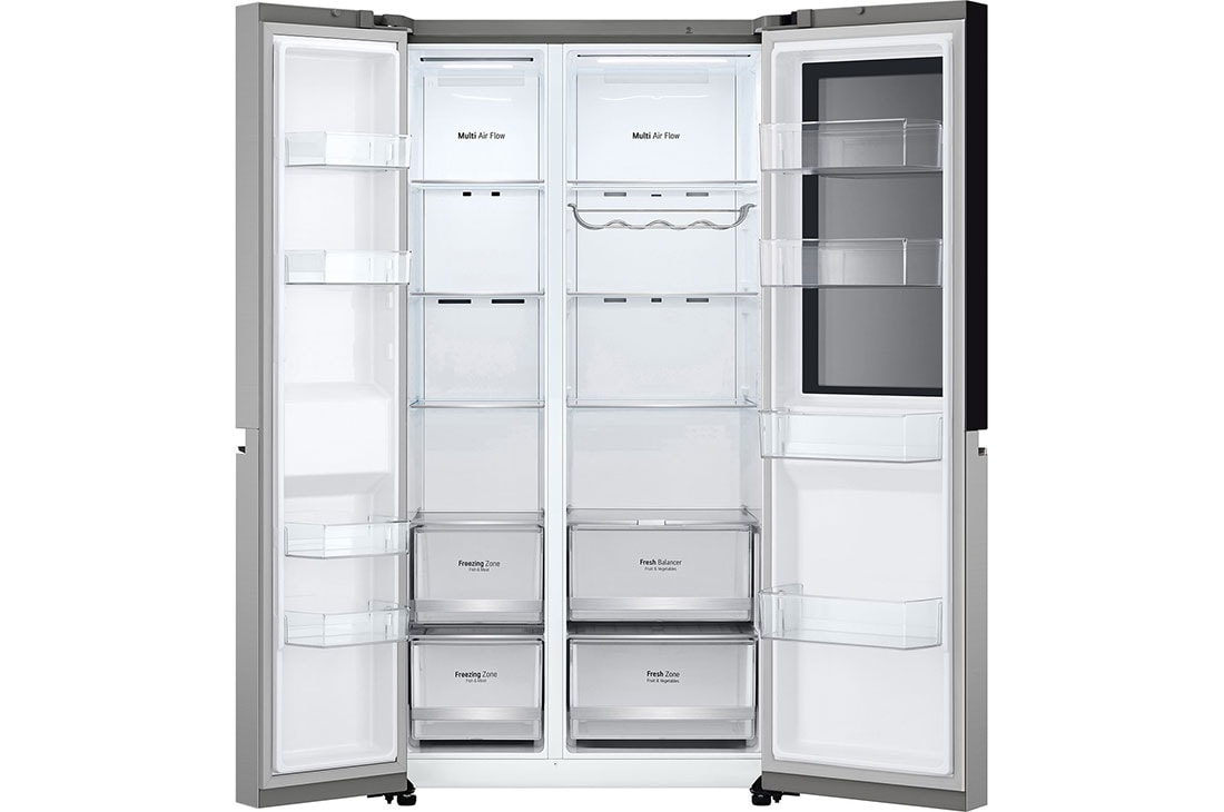 LG Ψυγείο Ντουλάπα Κάθετης Διάταξης (SxS) Total No Frost με Instaview™ 179 x 91,3 cm , Front view door open without food, GSVV80PYLL, thumbnail 4