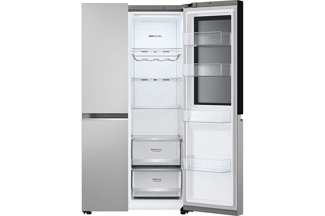 LG Ψυγείο Ντουλάπα Κάθετης Διάταξης (SxS) Total No Frost με Instaview™ 179 x 91,3 cm , Front view one side door open without food, GSVV80PYLL, thumbnail 6