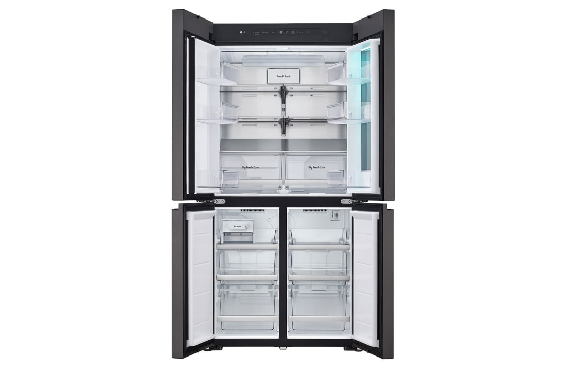 LG Ψυγείο Ντουλάπα Οριζόντιας Διάταξης (Multi Door) MoodUP™ Total No Frost με Instaview™ 186 x 91,4 cm, front open without food, GMV960NNME, thumbnail 4