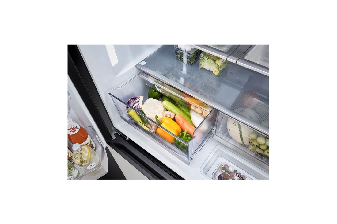 LG Ψυγείο Ντουλάπα Οριζόντιας Διάταξης (Multi Door) MoodUP™ Total No Frost με Instaview™ 186 x 91,4 cm, detailed  view of drawer , GMV960NNME, thumbnail 5