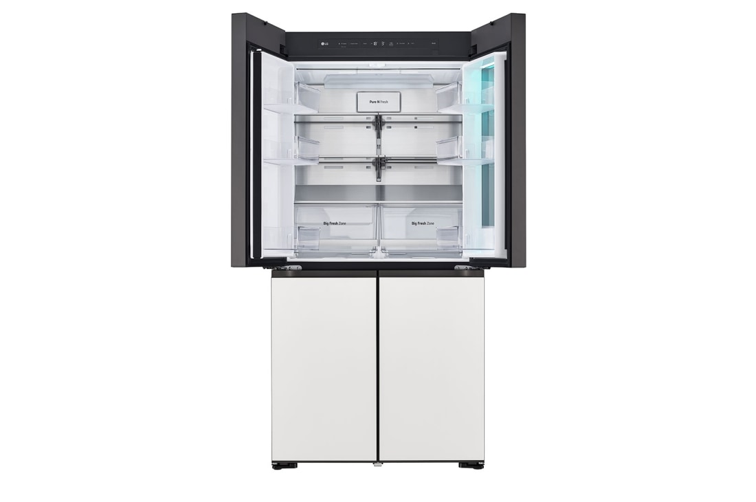 LG Ψυγείο Ντουλάπα Οριζόντιας Διάταξης (Multi Door) MoodUP™ Total No Frost με Instaview™ 186 x 91,4 cm, half door open without food , GMV960NNME, thumbnail 9