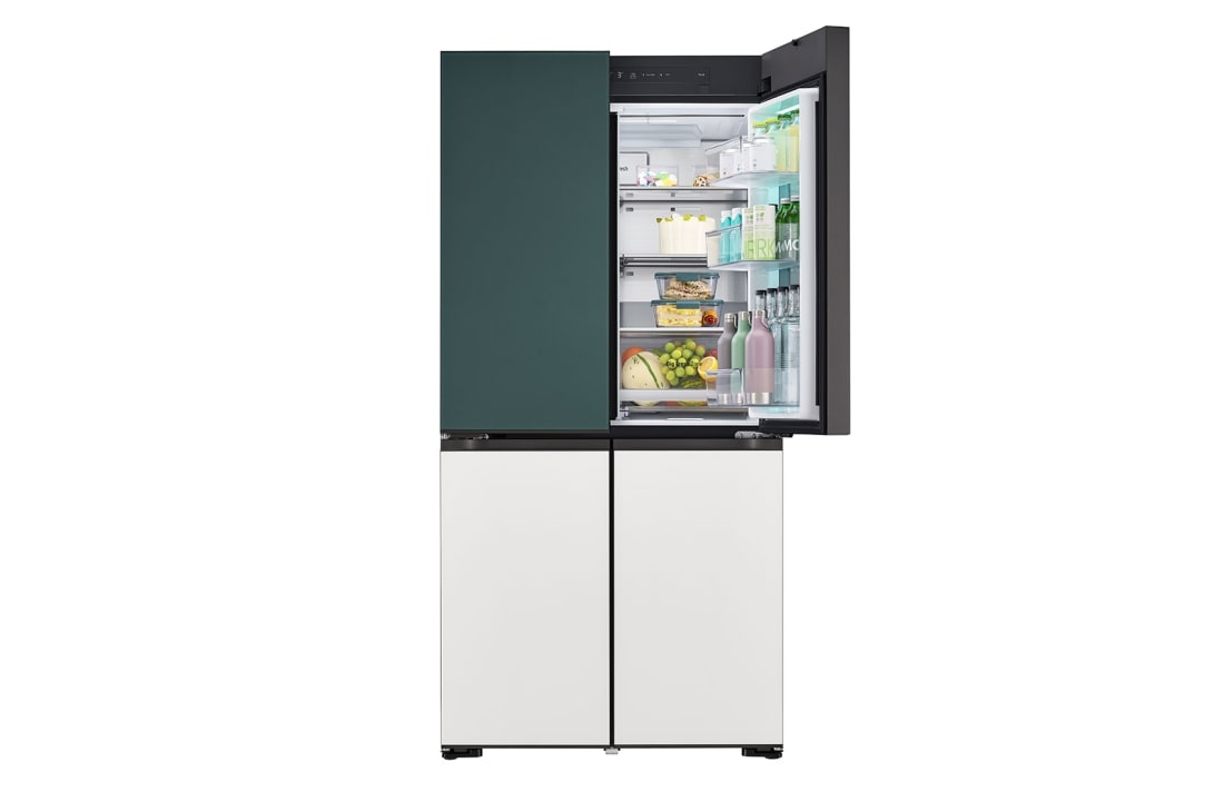 LG Ψυγείο Ντουλάπα Οριζόντιας Διάταξης (Multi Door) MoodUP™ Total No Frost με Instaview™ 186 x 91,4 cm, right  door open with food , GMV960NNME, thumbnail 13