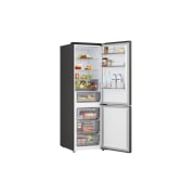 LG Ψυγειοκαταψύκτης Total No Frost 203 x 59,7 cm, LG ψυγειοκαταψύκτης κοντινή όψη της θήκης κρασιών με τέσσερα μπουκάλια και κουτί με μακαρόν, με το σχέδιο της θήκης μεγεθυμένο σε κυκλική εικόνα, GBBSJ20DEP, thumbnail 7