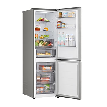 LG Ψυγειοκαταψύκτης Total No Frost 186 x 59,7 cm, LG ψυγειοκαταψύκτης κοντινή όψη της θήκης κρασιών με τέσσερα μπουκάλια και κουτί με μακαρόν, με το σχέδιο της θήκης μεγεθυμένο σε κυκλική εικόνα, GBBSJ10EPY, thumbnail 7