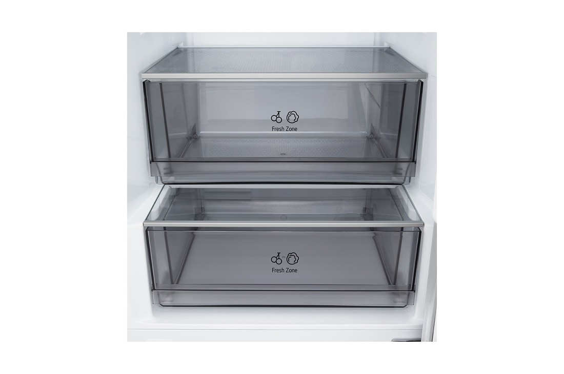 LG Ψυγειοκαταψύκτης Total No Frost με 203 x 59,5 cm, LG ψυγειοκαταψύκτης κοντινή όψη της θήκης κρασιών με τέσσερα μπουκάλια και κουτί με μακαρόν, με το σχέδιο της θήκης μεγεθυμένο σε κυκλική εικόνα, GBBSJ21DPY, thumbnail 7