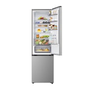 LG Ψυγειοκαταψύκτης Total No Frost 203 x 59,7 cm, LG ψυγειοκαταψύκτης σε χώρο καθιστικού με θέα τη νυχτερινή πόλη και γραφικό AI Saving Mode με διάγραμμα διακυμάνσεων ενέργειας, GBBS322CPY, thumbnail 5