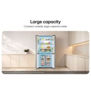 LG Ψυγείο Ντουλάπα Οριζόντιας Διάταξης 580L, Total No Frost 186 x 83,5cm, Ψυγείο LG με ανοιχτές πόρτες σε μια μοντέρνα κουζίνα, επισημαίνοντας τη μεγάλη εσωτερική χωρητικότητα αποθήκευσης., GMBS30SDPY, thumbnail 7