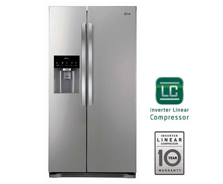 LG Ψυγείο ΝτουλάπαTotal No Frost, Μεικτή Χωρητικότητα 574 λίτρα, Ενεργειακή Κλάση Α+, 10 χρόνια εγγύηση στον Γραμμικό Συμπιεστή, GSL325PVCV
