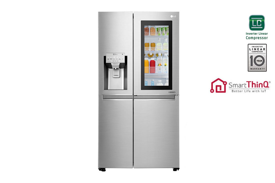 LG Ψυγείο Ντουλάπα Κάθετης Διάταξης (SxS) Total No Frost με InstaView Door-in-Door® 1790 x 91,2 cm , GSX961NSVZ