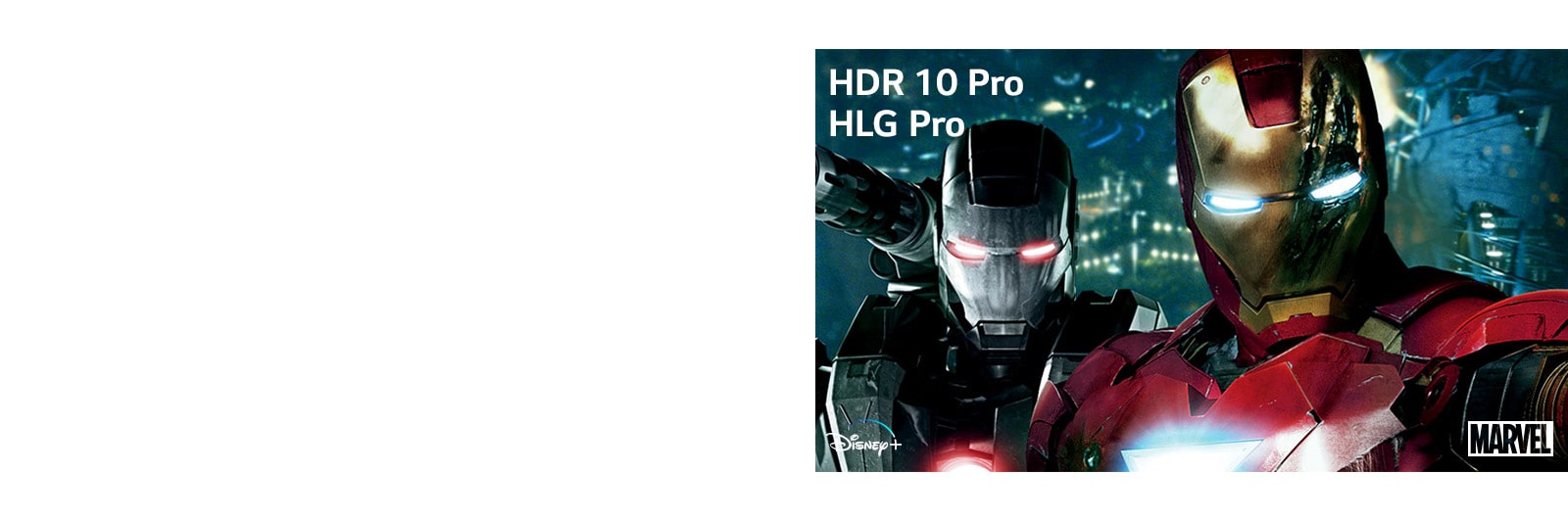 Marvel Iron Man, κάρτες τίτλου με λογότυπα HLG pro και HDR 10 Pro