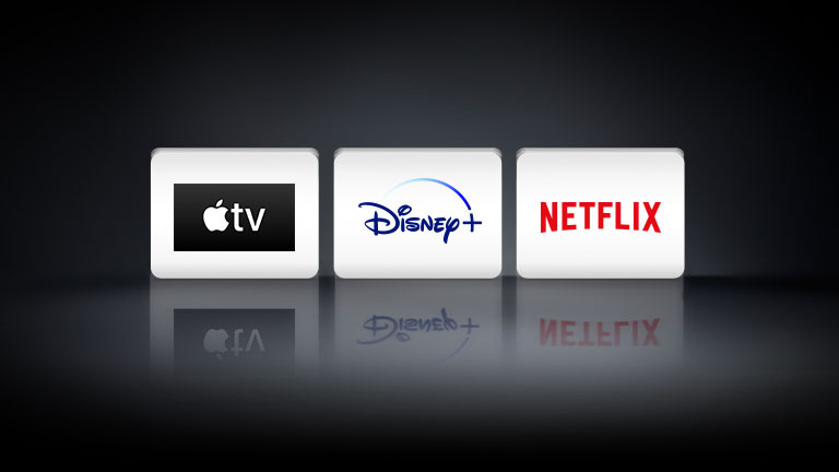 λογότυπα: Η εφαρμογή Apple TV, Disney+ και Netflix