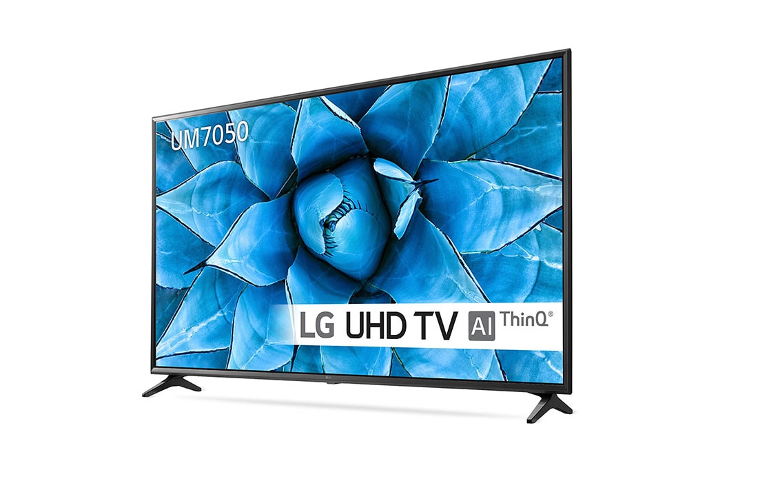 LG 65'' TV UHD 4K Quad Core Processor ThinQ AI, πλαϊνή όψη σε γωνία 30 μοιρών, 65UM7050PLA, thumbnail 3