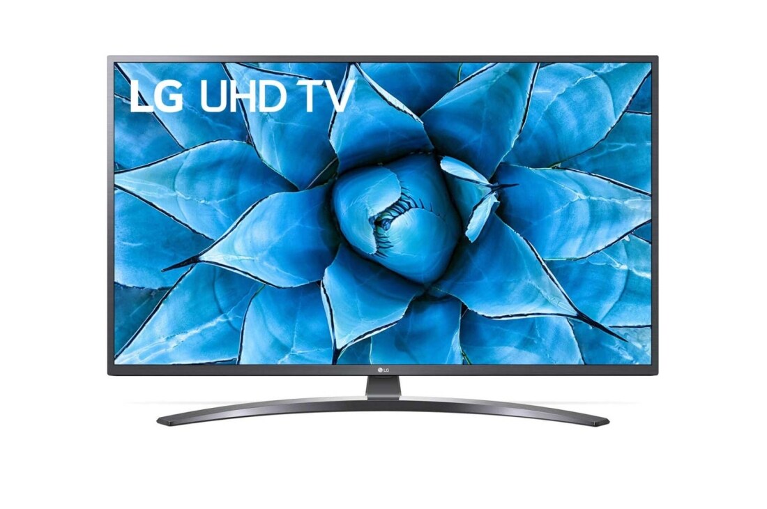 LG 65'' TV UHD 4K Quad Core Processor ThinQ AI, front view with infill image, 65UN74006LB
